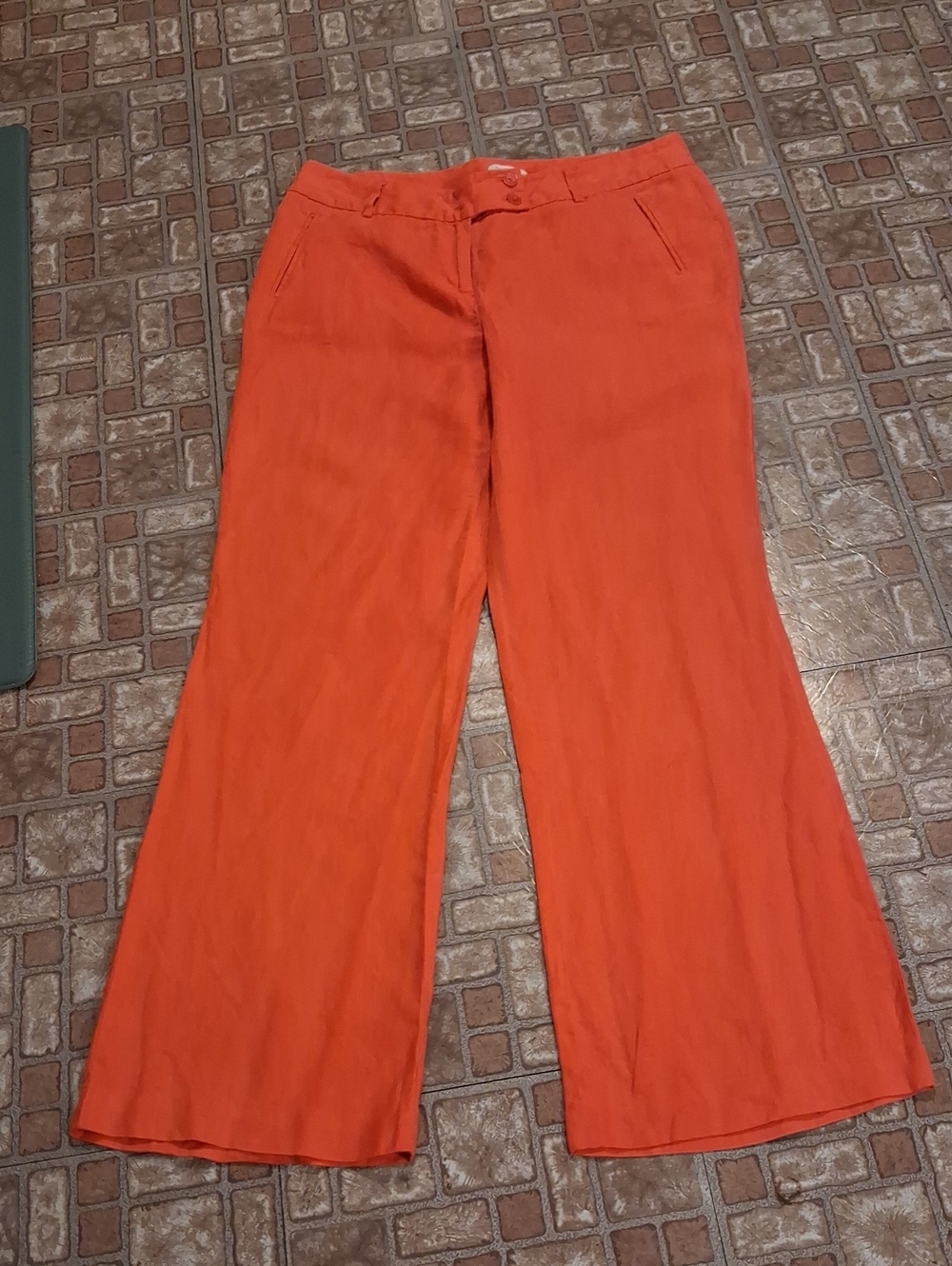 Madison Wide-Leg Pants in Coral Orange 100 Percent Linen